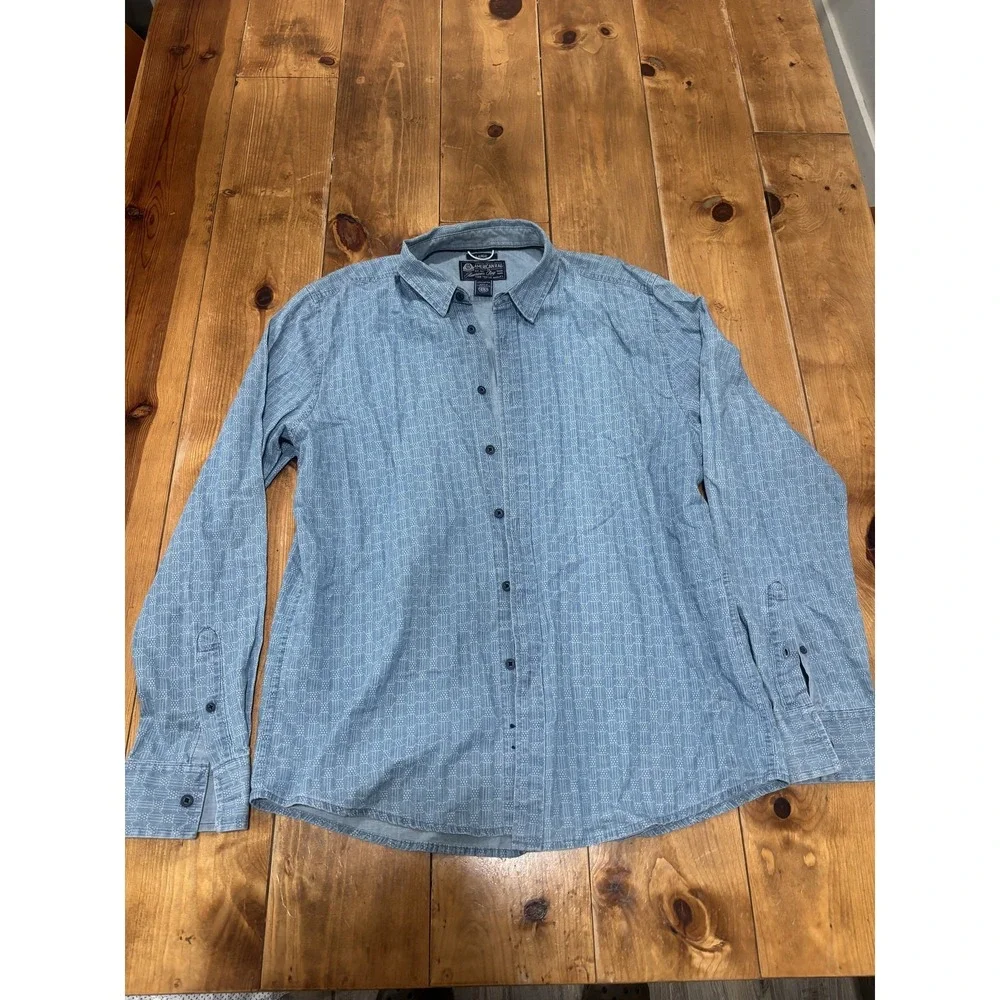 American Rag Men's Blue Patterned Long Sleeve Casual Button-Down Shirt Size